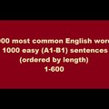 1000 most common English words in 1000 easy (A1-B1) sentences I. (ordered by length) 1-600 (video)