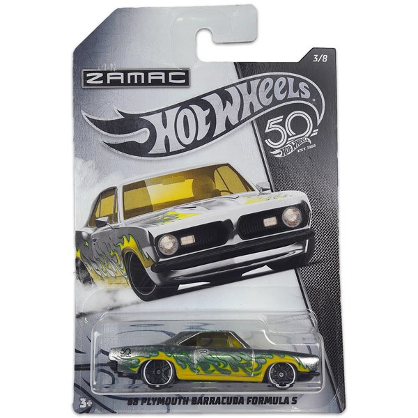 Hot Wheels 50. Születésnapi kisautó - ‘68 PLYMOUTH BARRACUDA FORMULA S 3/8