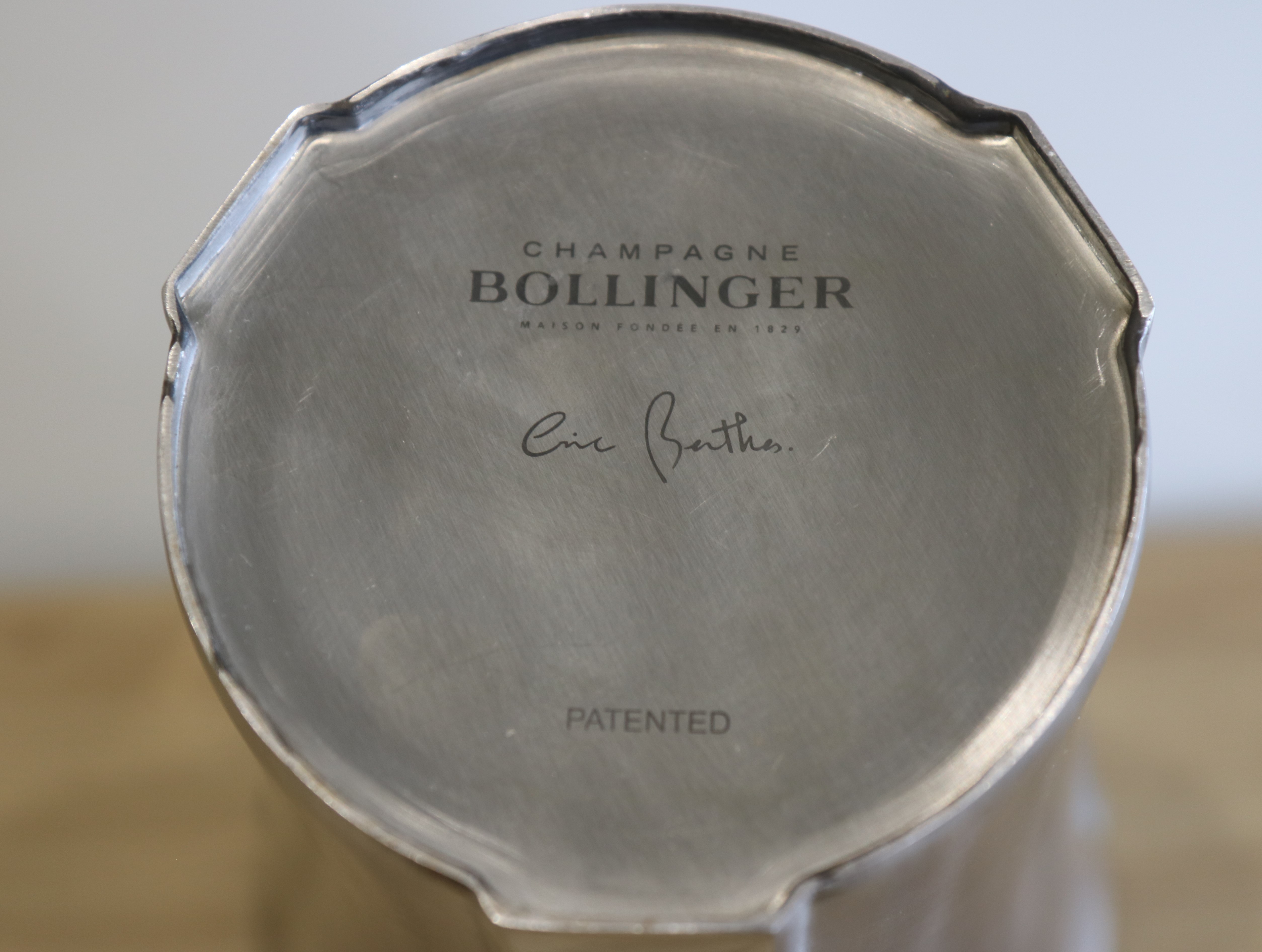 bollinger_metal_stainless_ice_bucket_champagne_cooler_for_sale_bollinger_champagne_1.JPG