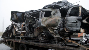 Felvétel az EBESZ megfigyelő autó felrobbanásáról