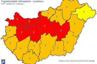 VASÁRNAP ORSZÁGSZERTE VIHAROS SZÉLRE FIGYELMEZTET A METEOROLÓGIAI SZOLGÁLAT!