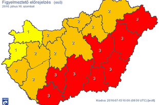 TÖBB MEGYÉRE HARMADFOKÚ FIGYELMEZTETÉST ADTAK KI SZOMBATRA A VÁRHATÓ SOK ESŐ MIATT