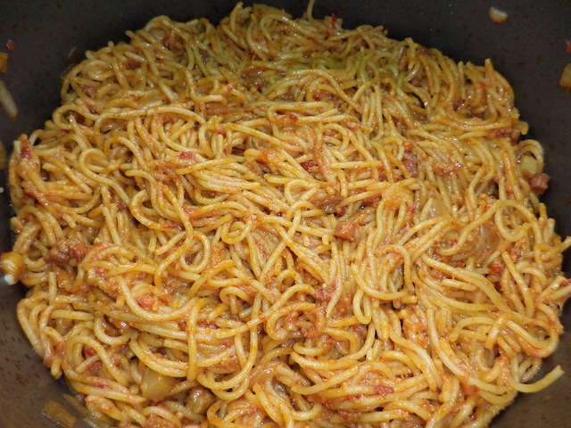 Baconös pestós tészták