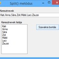 SZTRING: Vesszővel elválasztott neveket listaablakba helyezi el