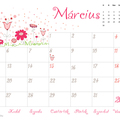 Nyomtatható márciusi naptár
