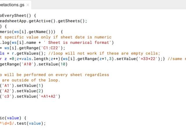 Google Scripts: paste and expand formula only on specific sheets