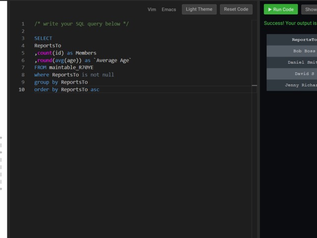 Coderbyte SQL member count solution