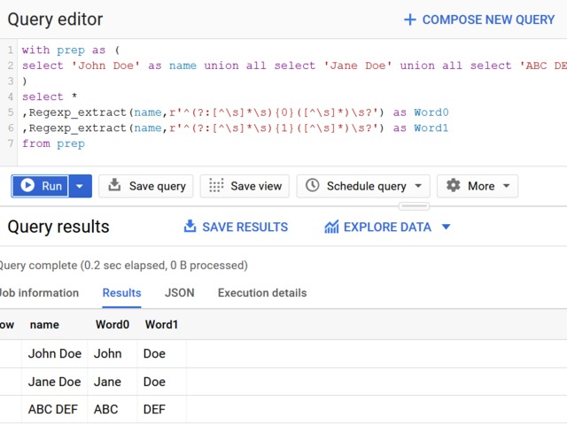 Bigquery Split Words with Regex