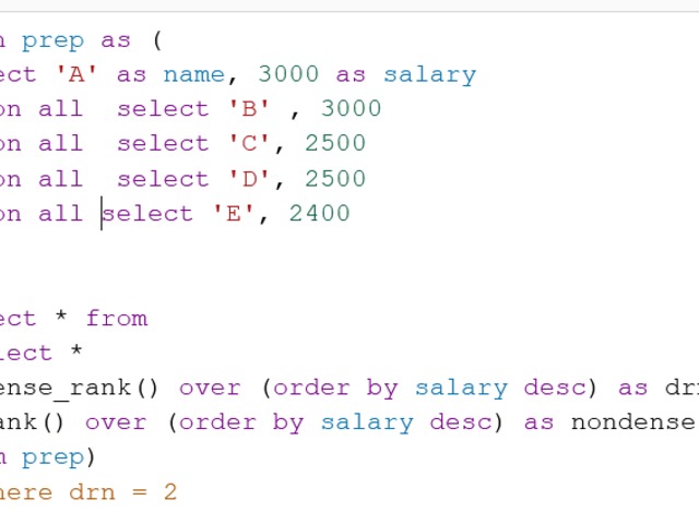 Rank vs dense rank