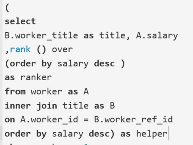 Workers With The Highest Salaries Solution