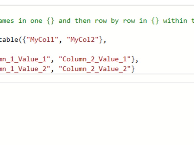 PowerBI define table from scratch