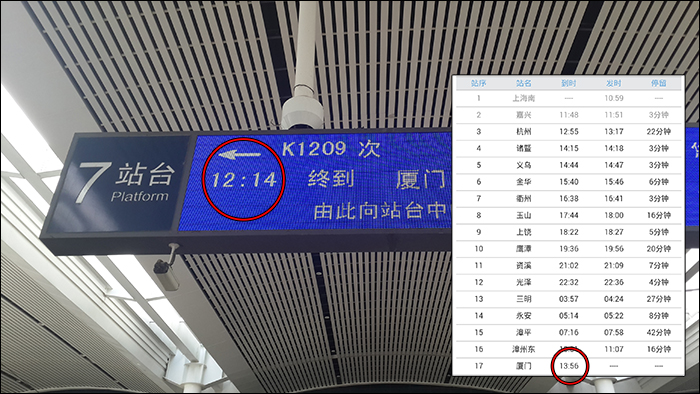 A China Railways önellentmondása a vonatok vélt és valós érkezési ideje közt. (A képre kattintva, az nagyobb méretben is megtekinthető!)