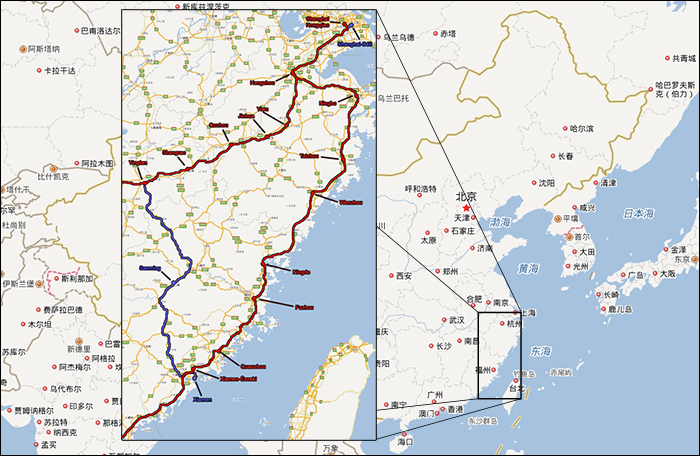 Eljutási lehetőségek Hangzhou, valamint Yingtan és Xiamen között. Sanming állomását (三明) egyébként 2018. július 15-én Sanyuanqure (三元区) változtatták, de a két elnevezés egy és ugyanazt az állomást jelöli.