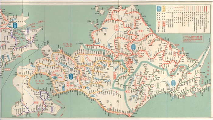 Hokkaido vasúthálózatának térképe az 1970-es évekből. (A képre kattintva az nagyobb méretben is megtekinthető!)