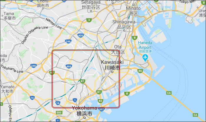 A jelen bejegyzésben előforduló helyszínek Yokohama és Kawasaki városai között (FYI: A hasonló nevű cég nem erről a városról kapta a nevét.). A térképre kattintva a részletes vonaltérkép is elérhetővé válik.