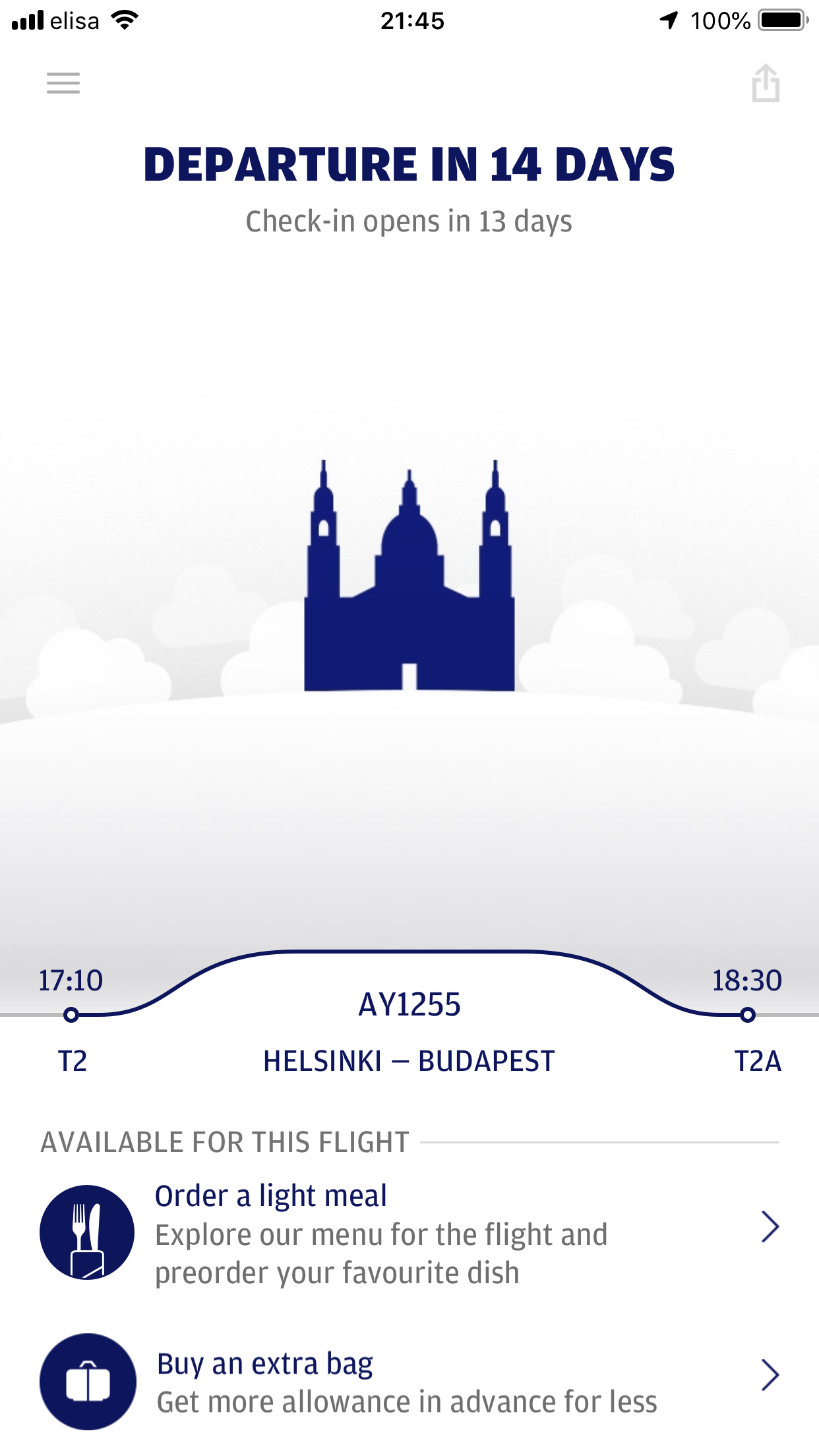 A finn légitársaság appja mutatja a repülőjegyeimet, be lehet vele checkolni (ülőhelyválasztással), és mutatja a is beszállókártyát.