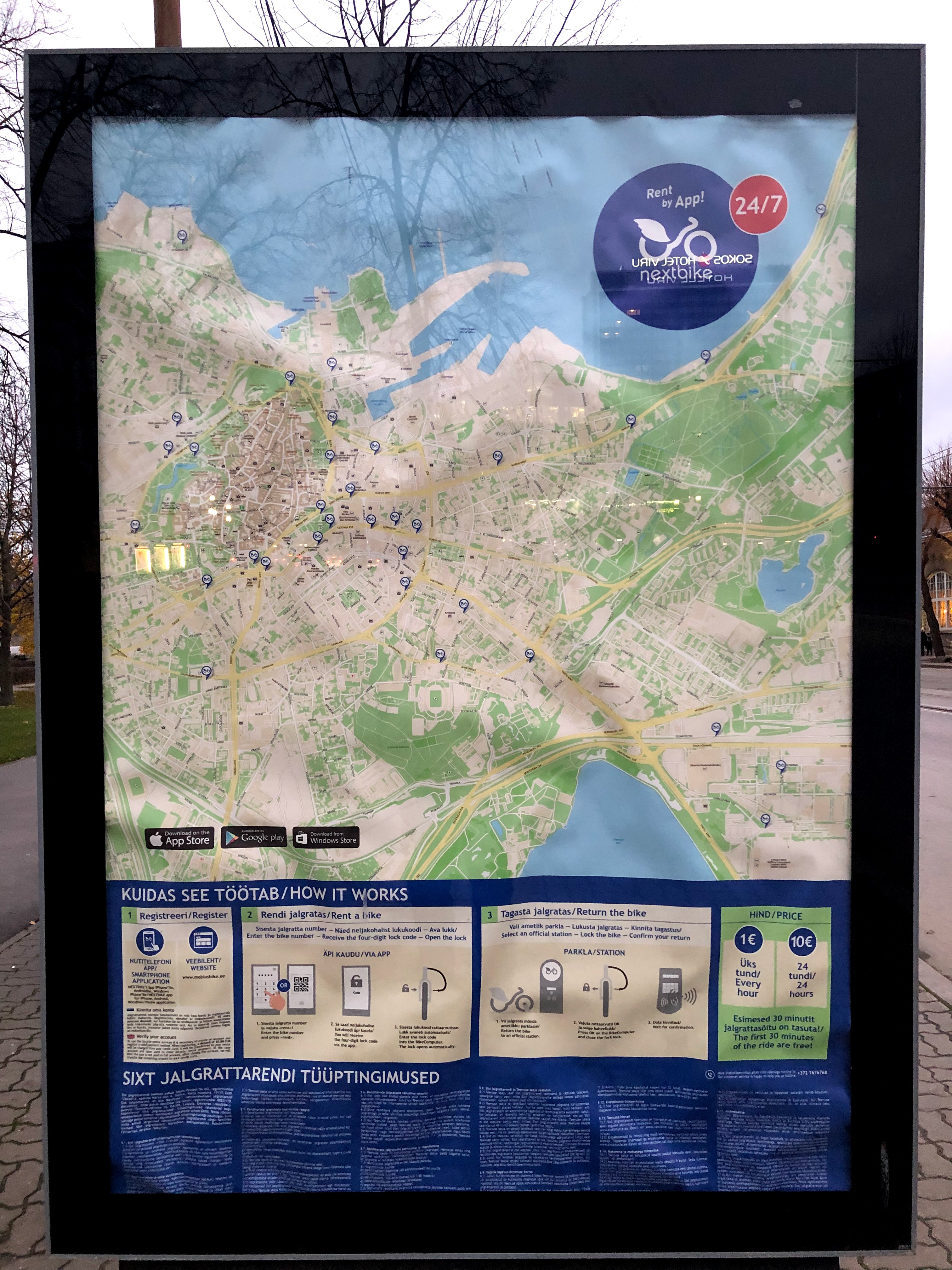 Tallinnban természetesen a bringakölcsönzés is app segítségével működik. 