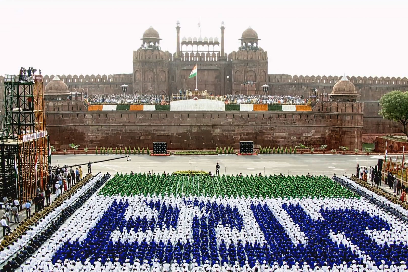 Narendra Damodardas Modi indiai miniszterelnök hagyományos függetlenség napi beszéde Delhiben, a Vörös Erőd sáncáról, 2018.08.15-én<br /><br />Fotó: Doordarshan