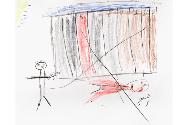 Kivégzés a falnál Ciszjordániában...rajzon