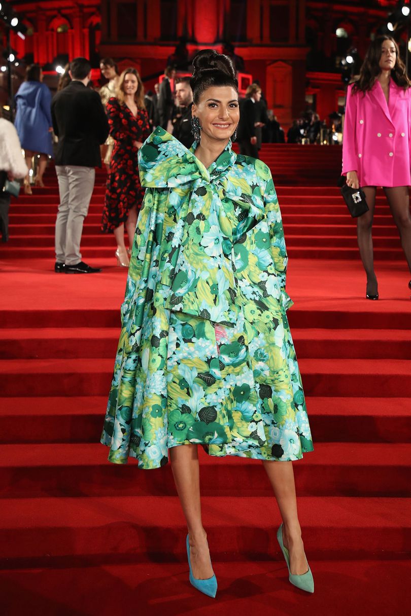 Giovanna Battaglia Engelbert Richard Quinn kreációját viseli, forrás: Vogue UK