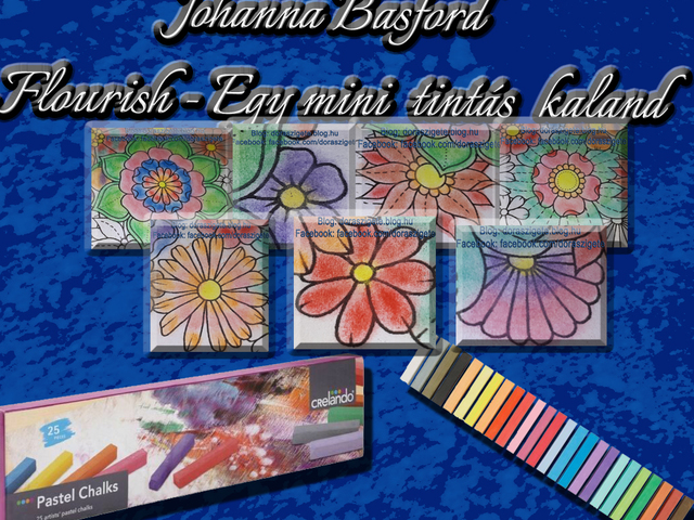 Johanna Basford Flourish – Egy Mini Tintás Kaland színezőkönyv – Virágok – 7. rész
