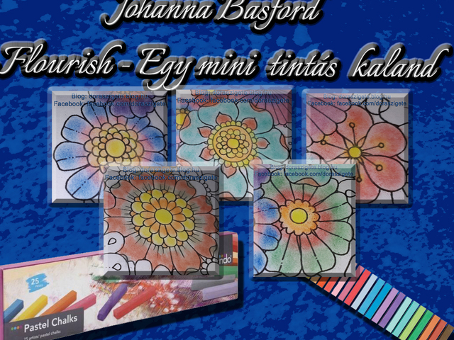 Johanna Basford Flourish – Egy Mini Tintás Kaland színezőkönyv – Virágok – 4. rész