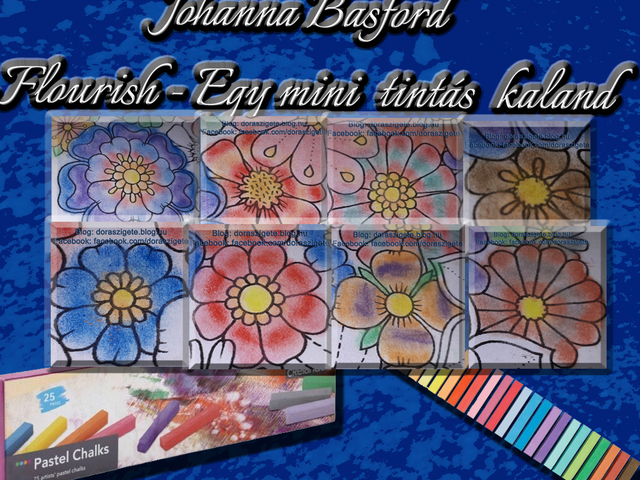 Johanna Basford Flourish – Egy Mini Tintás Kaland színezőkönyv – Virágok – 6. rész