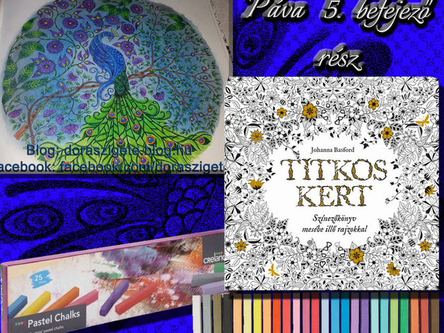 Johanna Basford - Titkos Kert Színezőkönyv – Páva – 5. befejező rész