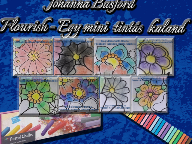 Johanna Basford Flourish – Egy Mini Tintás Kaland színezőkönyv – Virágok – 5. rész