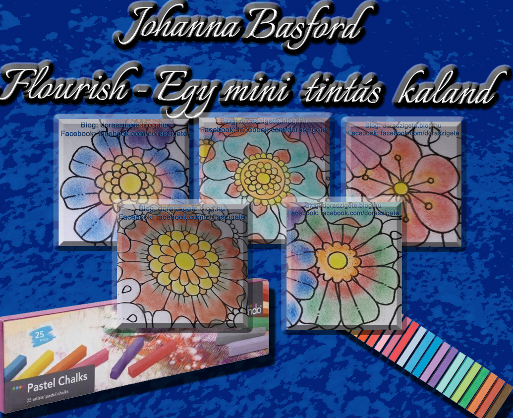 Johanna Basford Flourish – Egy Mini Tintás Kaland színezőkönyv – Virágok – 4. rész