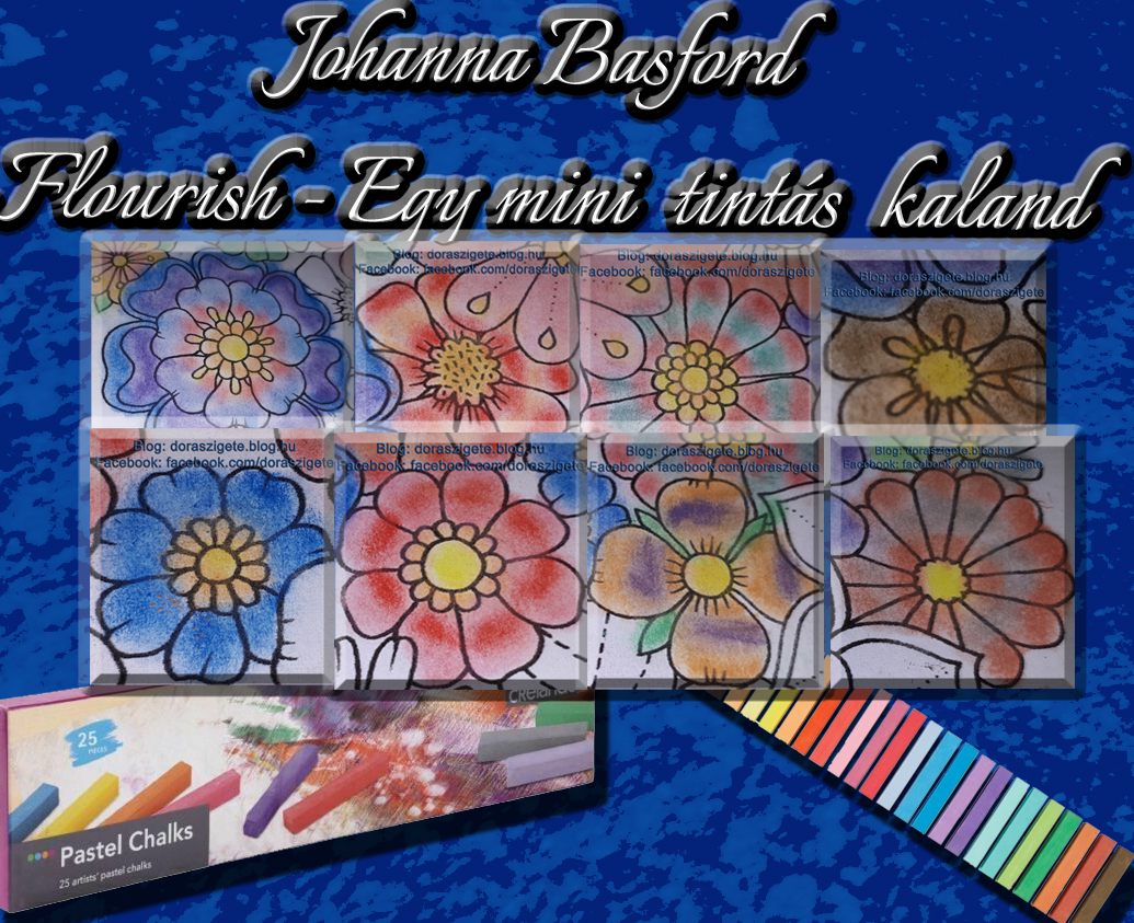 Johanna Basford Flourish – Egy Mini Tintás Kaland színezőkönyv – Virágok – 6. rész