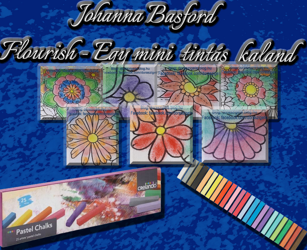 Johanna Basford Flourish – Egy Mini Tintás Kaland színezőkönyv – Virágok – 7. rész