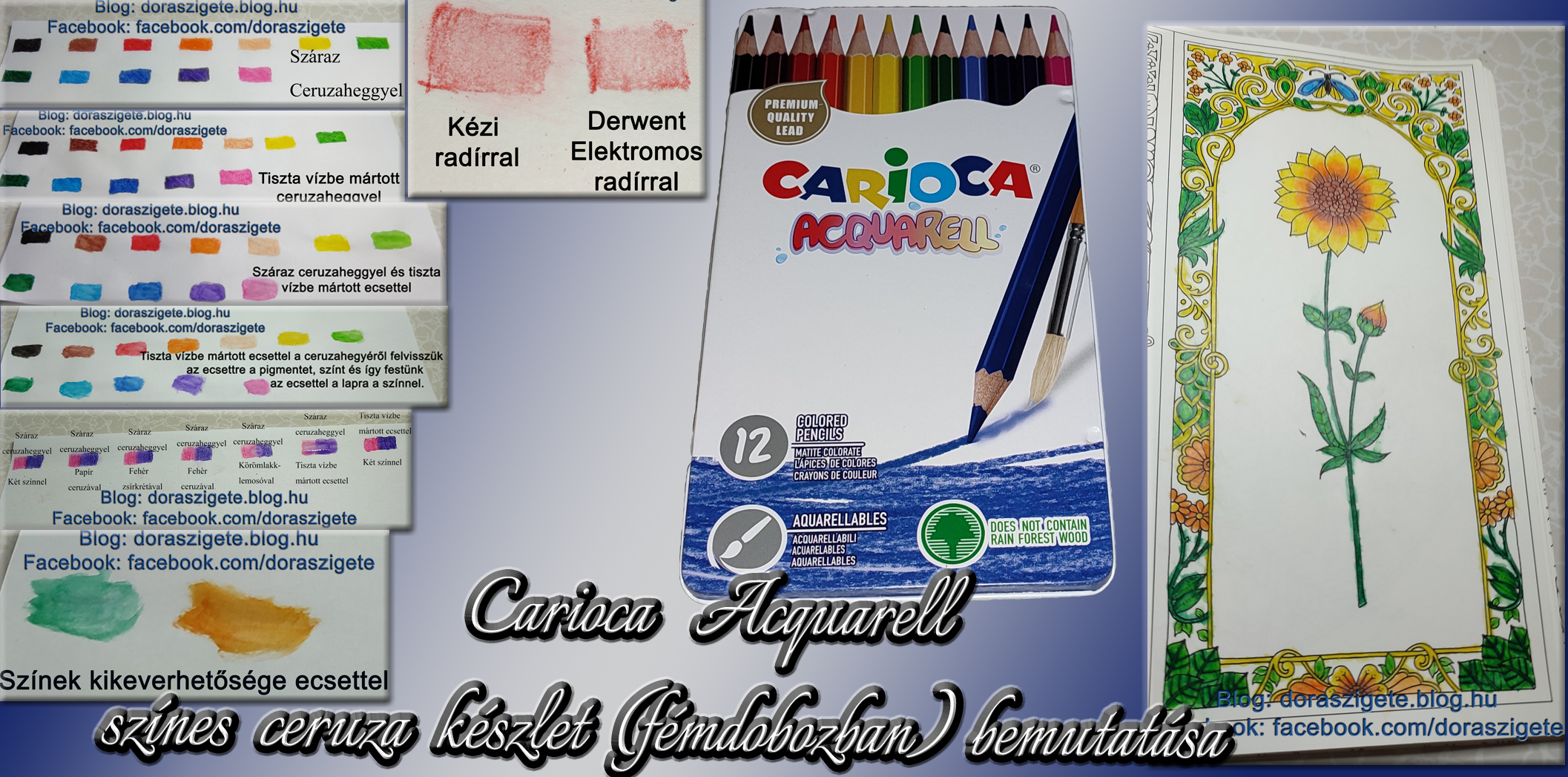 Carioca 12 darabos acquarell színes ceruza készlet bemutatása - Videóval