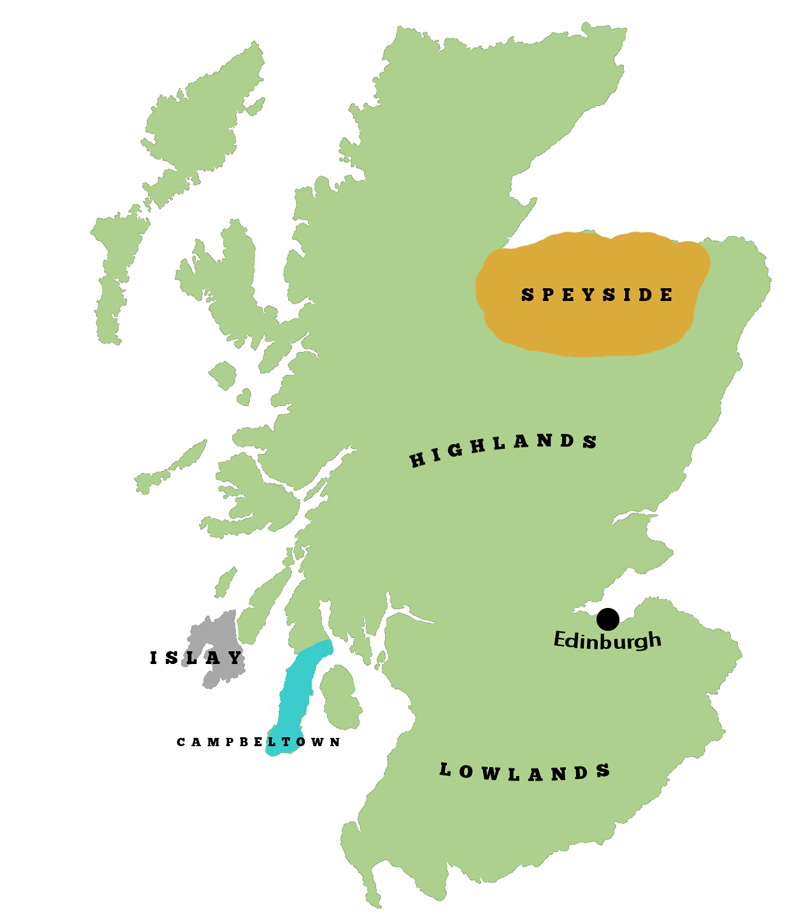 A skót whisky régiók
