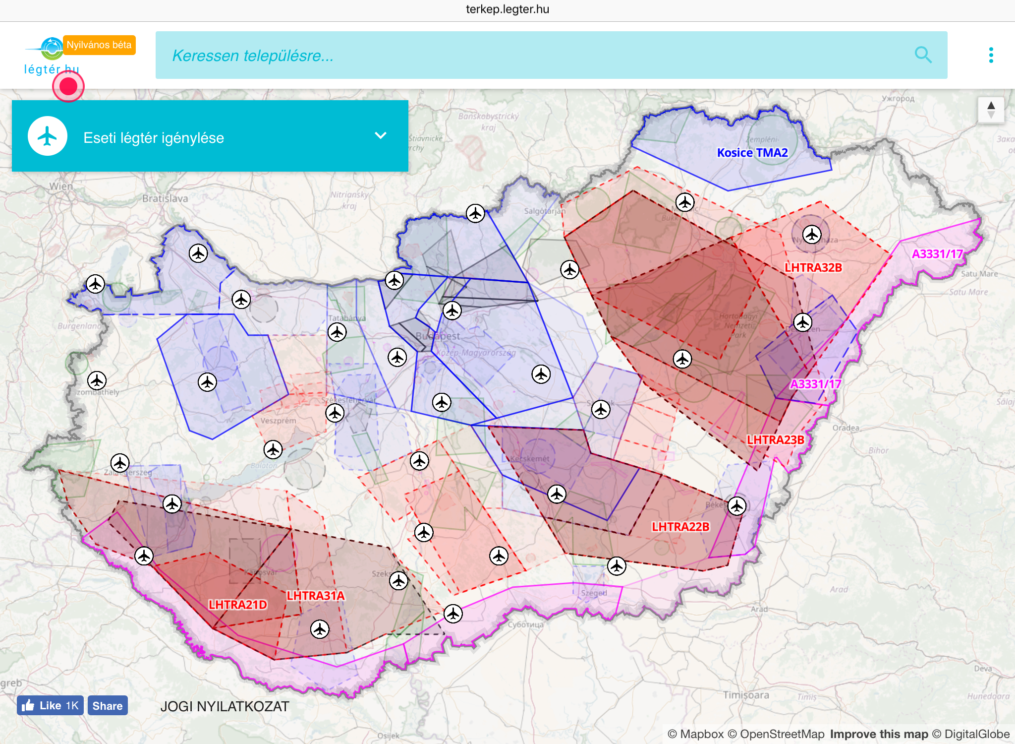 magyarország légtér térkép Online térkép a légtérhasználatról   Drón Info