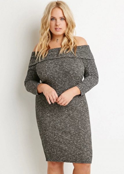 Marled-Off-the-Shoulder-Dress