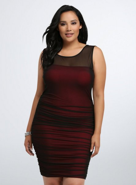 Shirred-Bodycon-Mesh-Dress