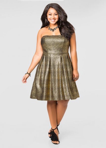 Strapless-Metallic-Bustier-Skater-Dress