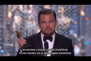 Leonardo DiCaprio az Oscar-díjátadón is környezetvédő szerepben