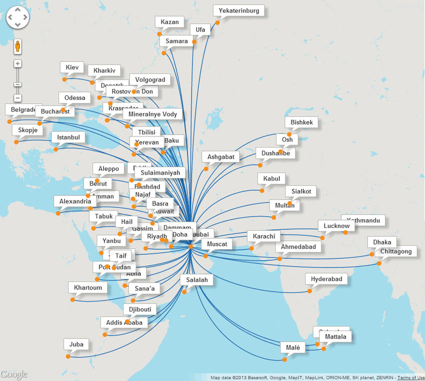 Москва дубай карта