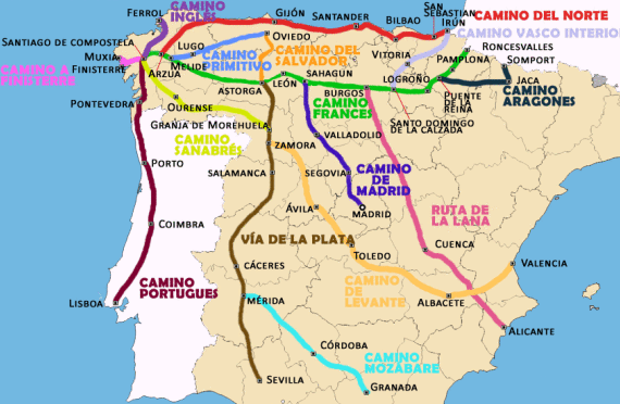 el camino térkép Zarándokutak Santiago de Compostela felé   El Camino kalandok el camino térkép