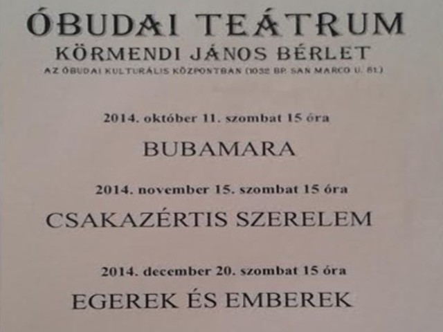 2014. 11. 15. Csakazértis szerelem – Óbudai Kulturális Központ (Turay Ida Színház előadás)