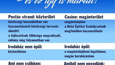 Szórólapon garantálja az önkormányzat, hogy nem épül be a Postás strand