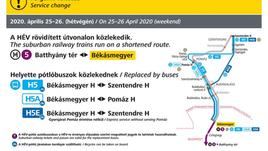 Hétvégén pótlóbuszok járnak a HÉV helyett Békásmegyer és Szentendre között