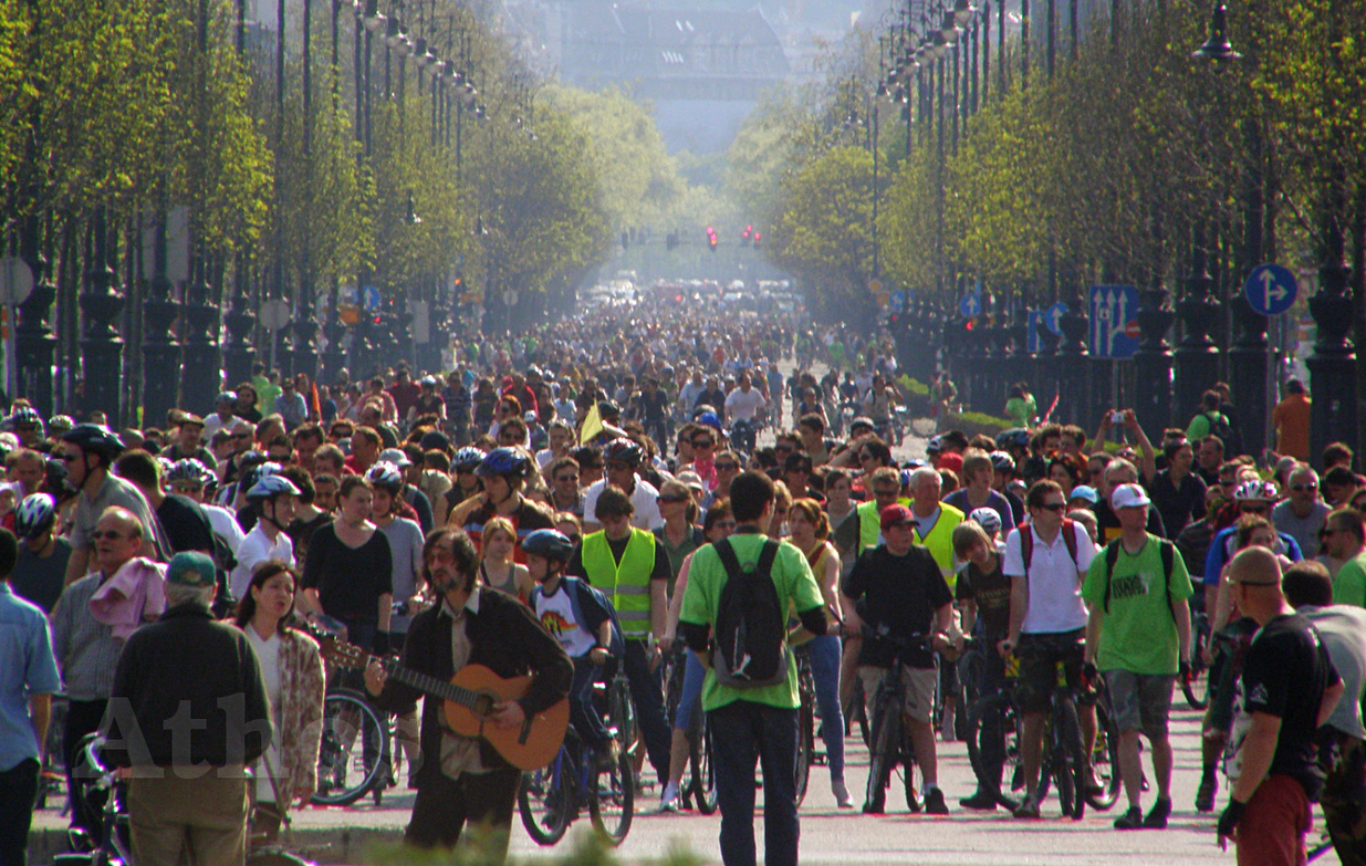 A Critical Mass kerékpáros felvonulás Budapesten