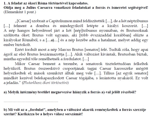 2019. október - történelem középszintű érettségi feladatok megoldással