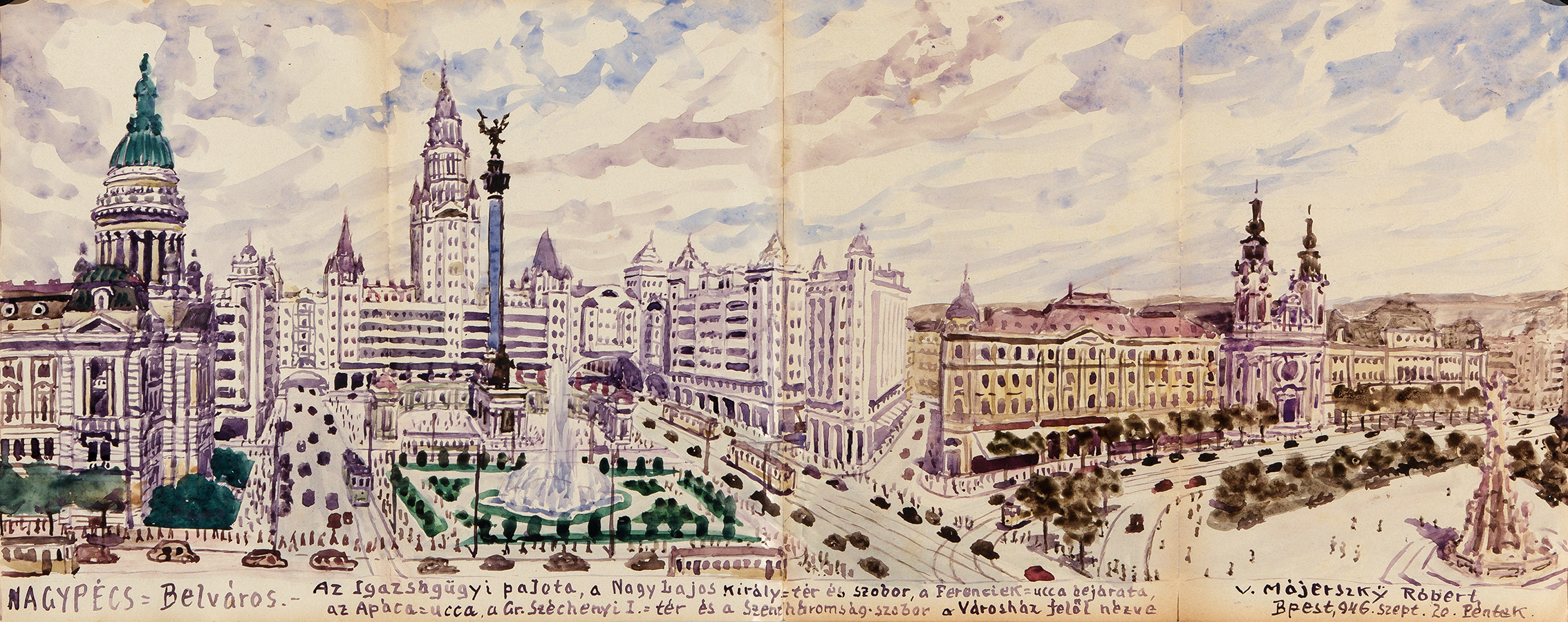 Pécs megapolisz ‘Belváros‘ kerülete. A Nagy Lajos király tér. (Forrás: Janus Pannonius Múzeum)