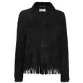 Saint Laurent Fringed Suede Jacket, Black