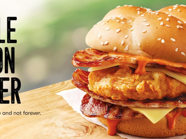 Triplán baconös csirkeburger az ausztrál KFC-ben