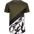 River Island  Khaki colour block camo T-shirt